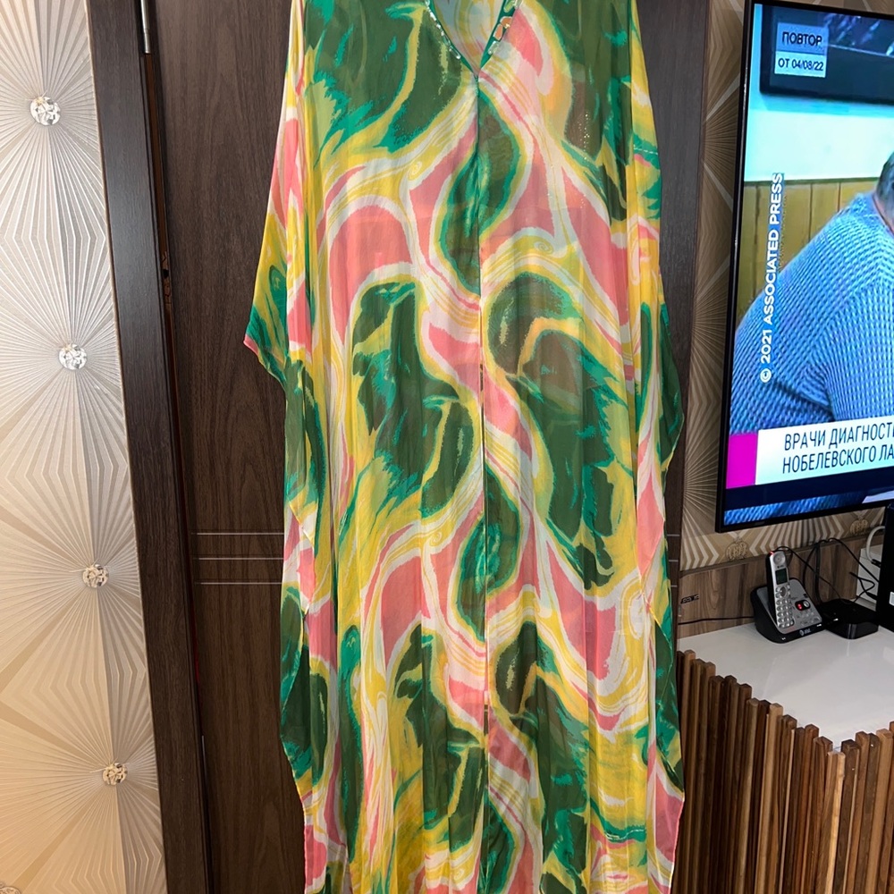 Catherine Malandrino printed chiffon embellished caftan jumpsuit 2